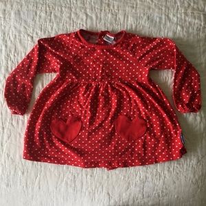 Polarn O. Pyret Red Polka Dot Heart Dress 1.5-2 yr